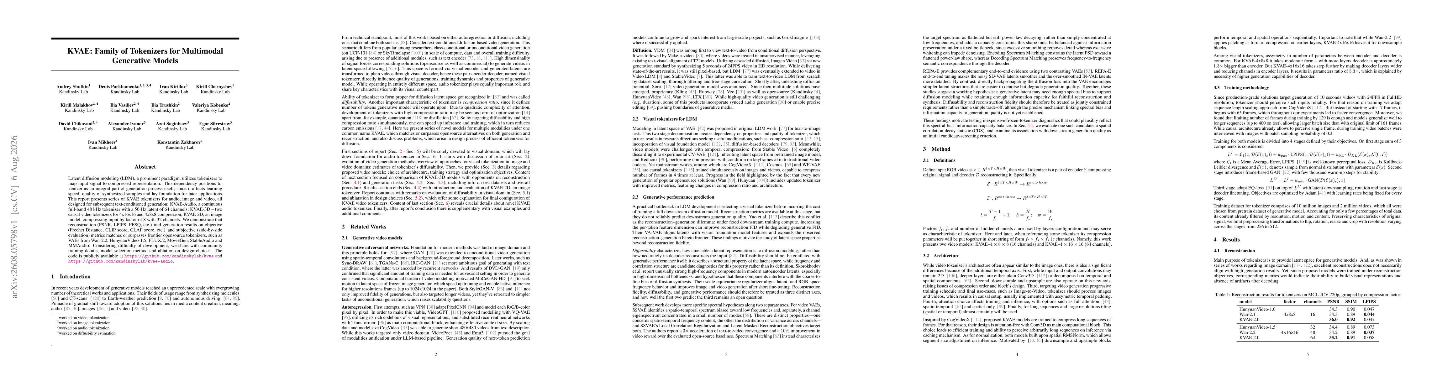 Thumbnail for KVAE: Family of Tokenizers for Multimodal Generative Models