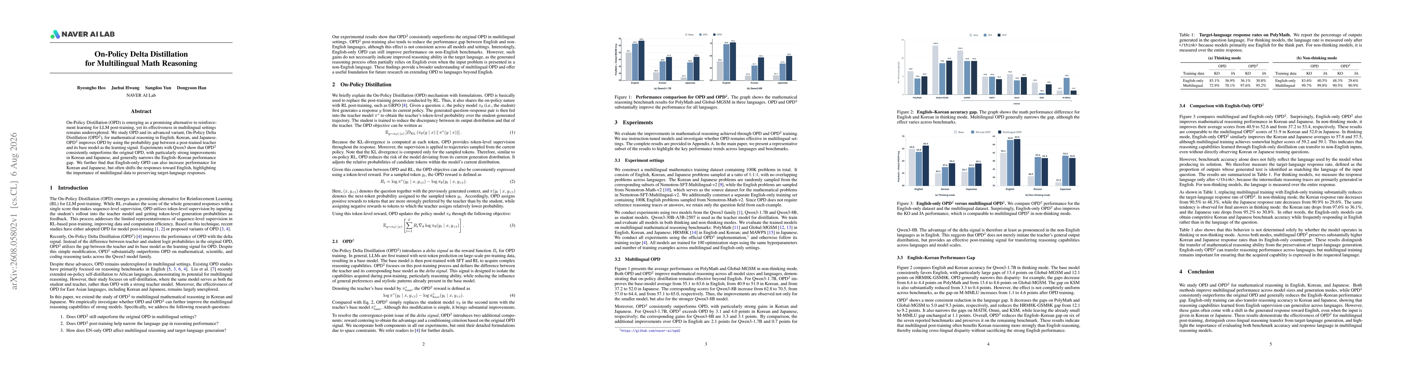 Thumbnail for On-Policy Delta Distillation for Multilingual Math Reasoning