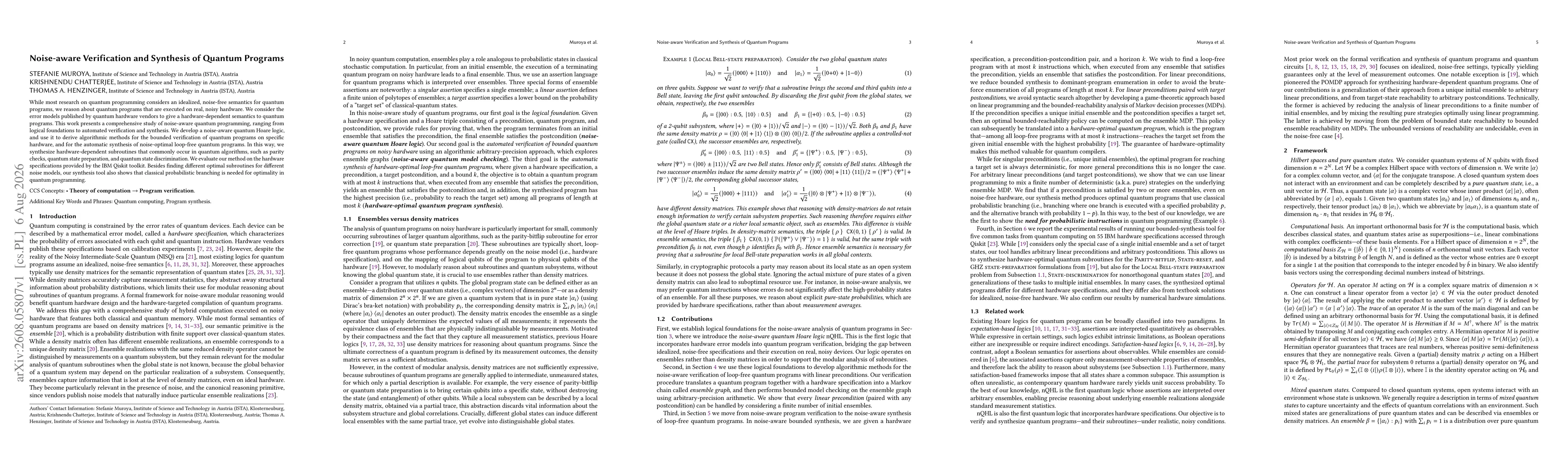 Thumbnail for Noise-aware Verification and Synthesis of Quantum Programs