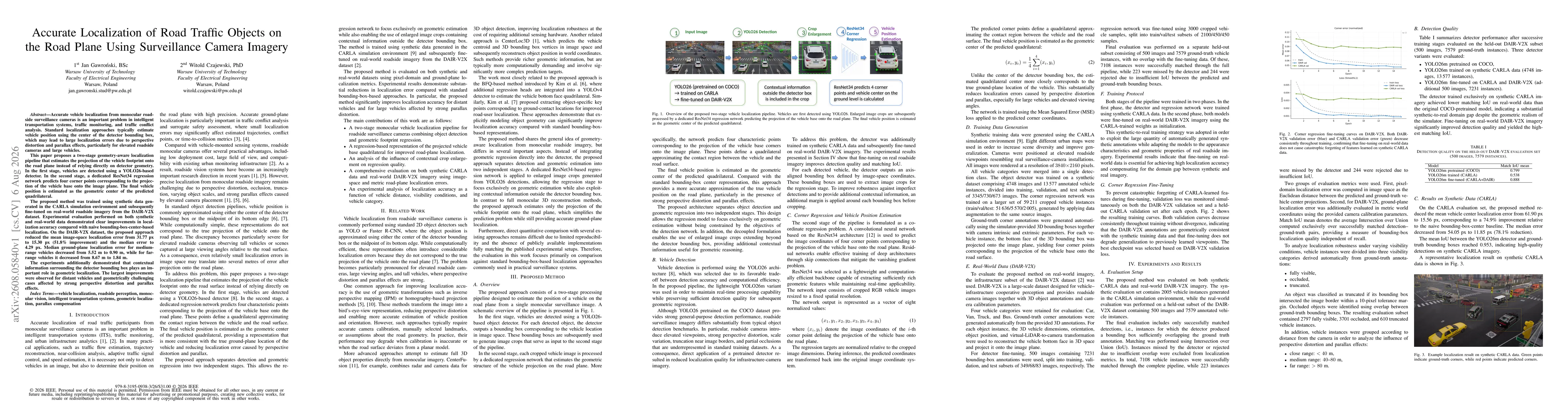 Thumbnail for Accurate Localization of Road Traffic Objects on the Road Plane Using Surveillance Camera Imagery