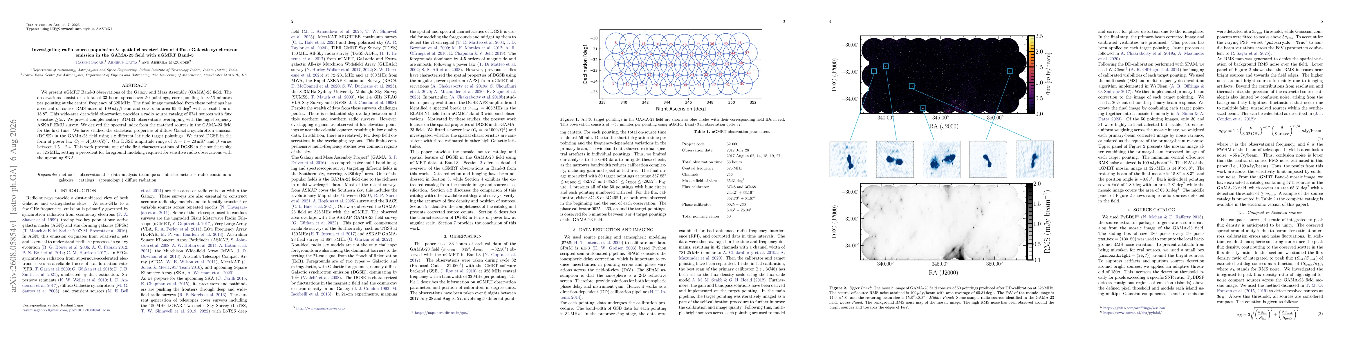 Thumbnail for Investigating radio source population $\&$ spatial characteristics of diffuse Galactic synchrotron emission in the GAMA-23 field with uGMRT Band-3