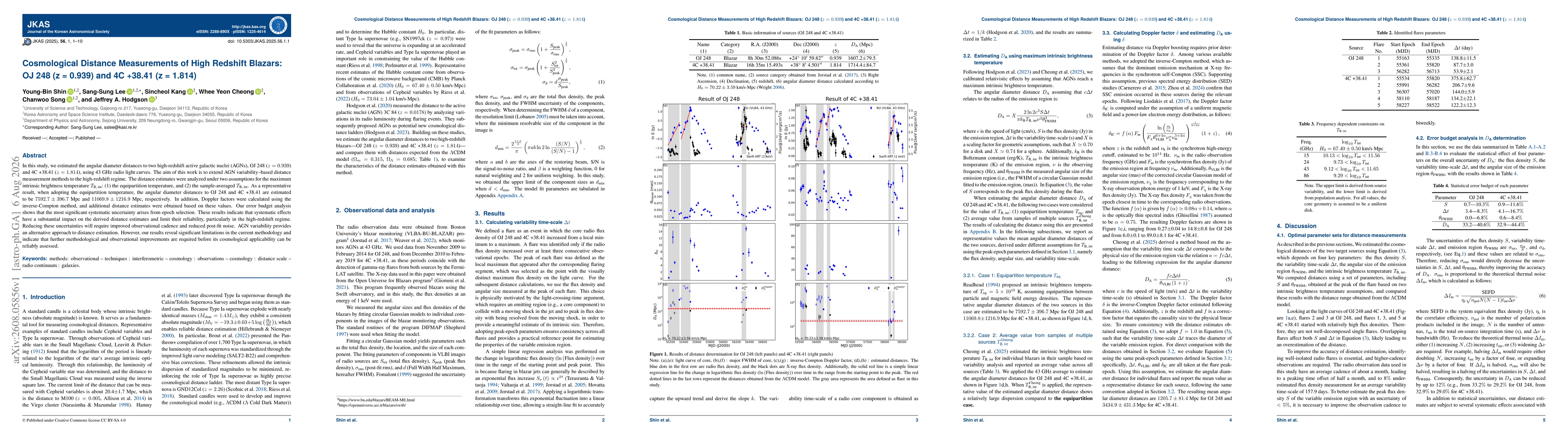 Thumbnail for Cosmological Distance Measurements of High Redshift Blazars: OJ 248 (z=0.939) and 4C +38.41 (z=1.814)