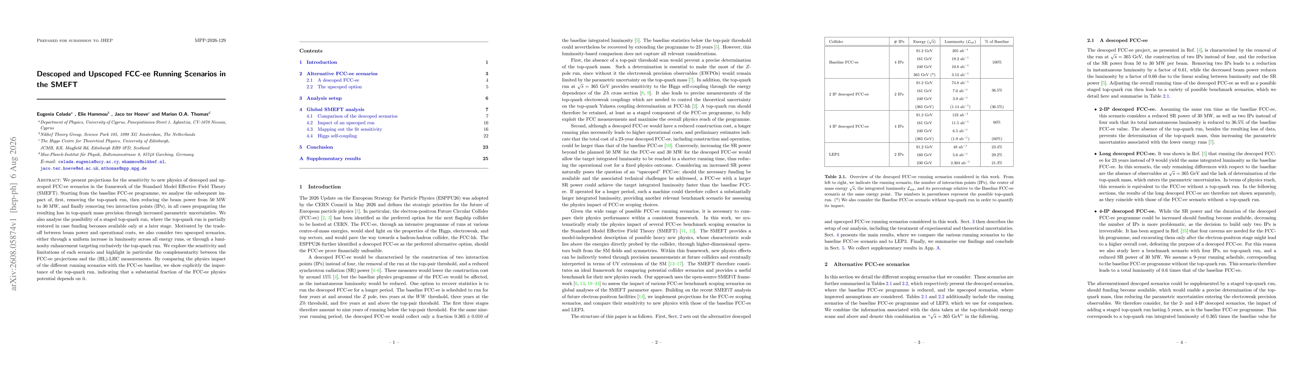 Thumbnail for Descoped and Upscoped FCC-ee Running Scenarios in the SMEFT