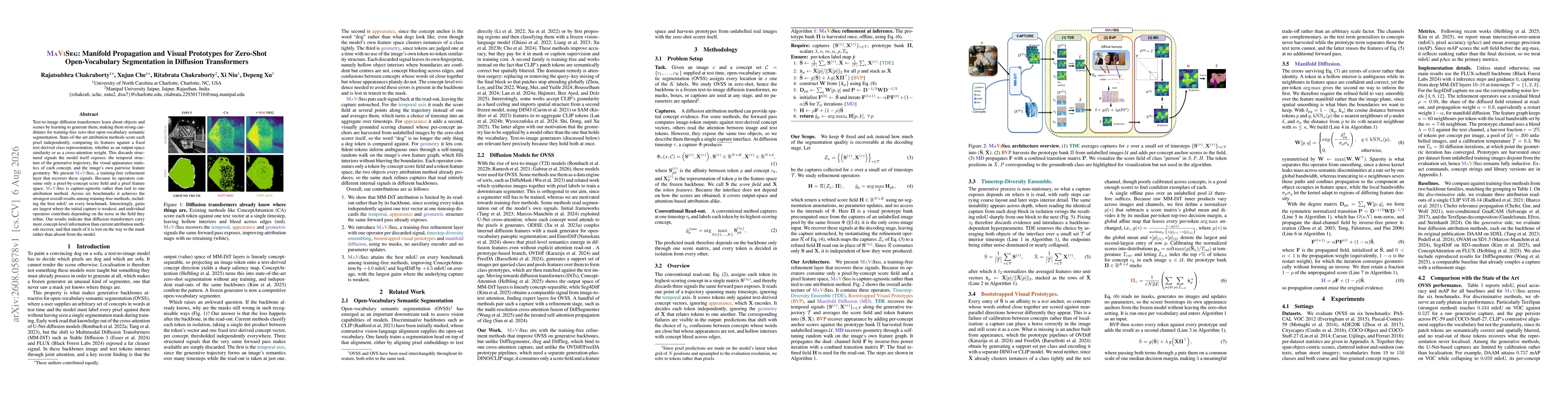 Thumbnail for MAVISEG: Manifold Propagation and Visual Prototypes for Zero-Shot Open-Vocabulary Segmentation in Diffusion Transformers