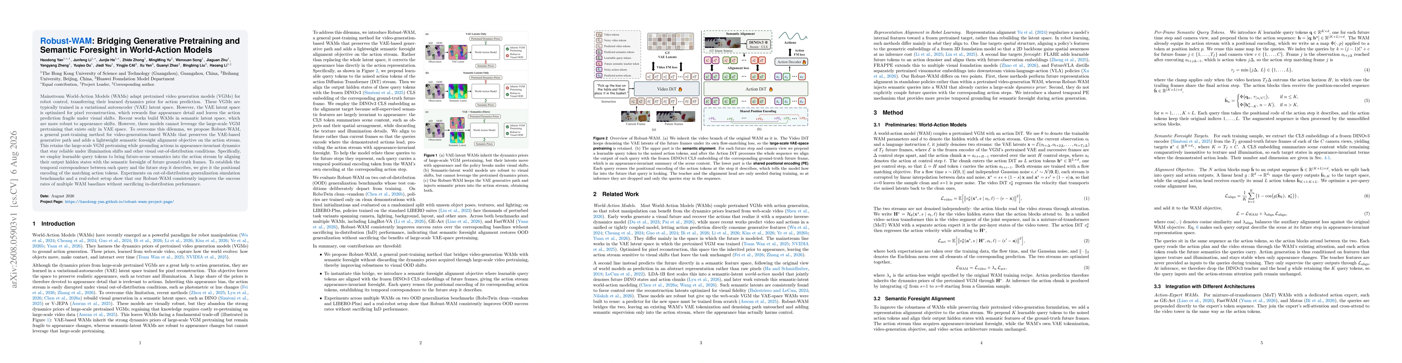Thumbnail for Robust-WAM: Bridging Generative Pretraining and Semantic Foresight in World-Action Models