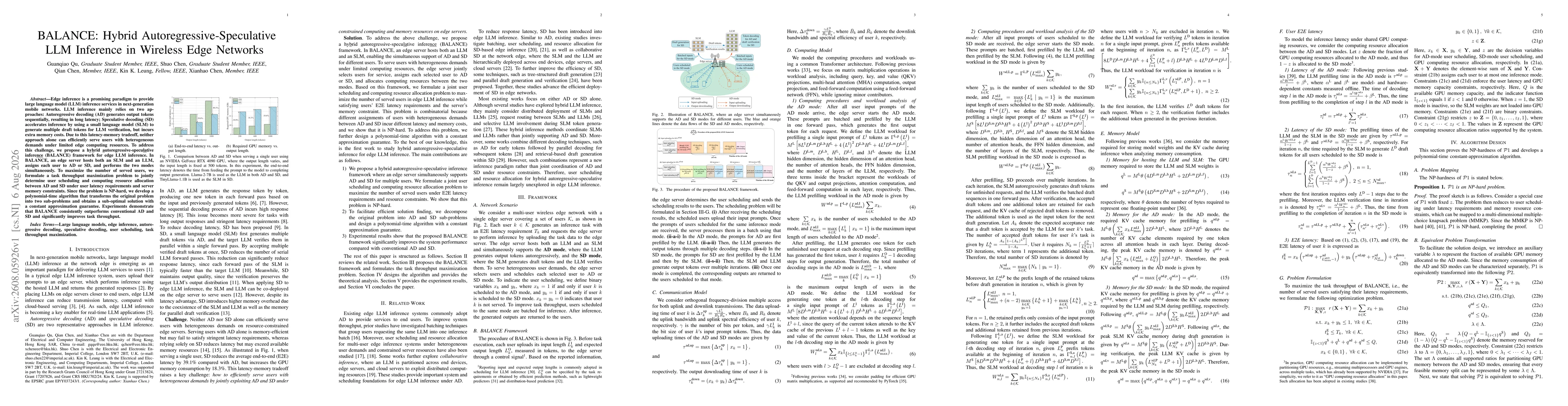 Thumbnail for BALANCE: Hybrid Autoregressive-Speculative LLM Inference in Wireless Edge Networks
