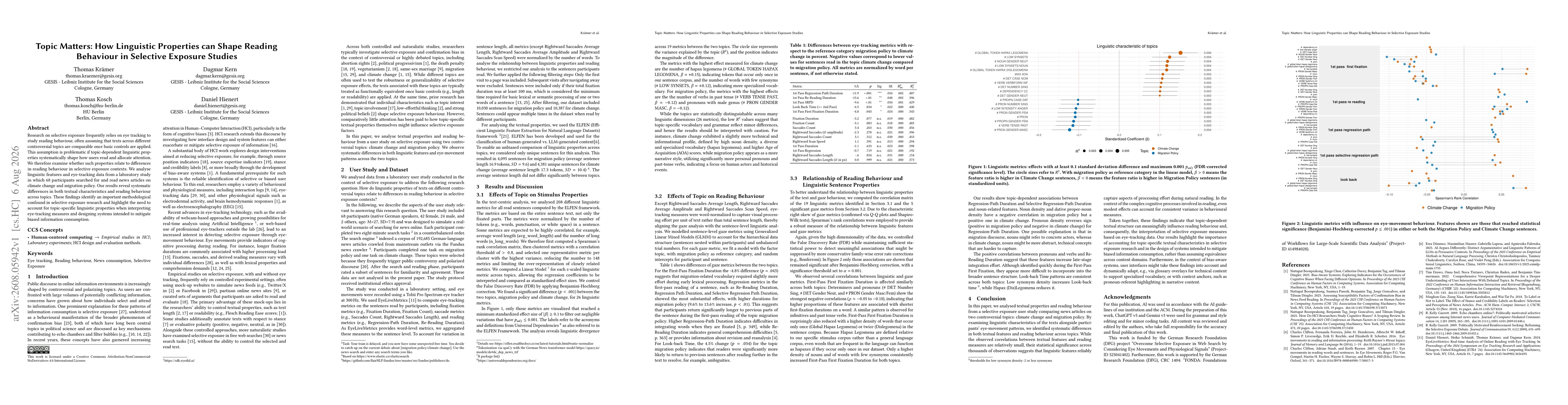 Thumbnail for Topic Matters: How Linguistic Properties can Shape Reading Behaviour in Selective Exposure Studies