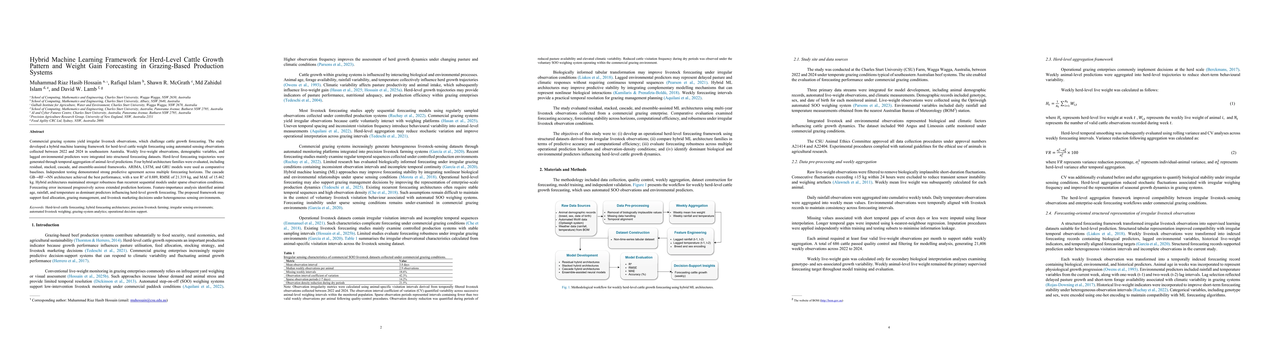 Thumbnail for Hybrid Machine Learning Framework for Herd-Level Cattle Growth Pattern and Weight Gain Forecasting in Grazing-Based Production Systems
