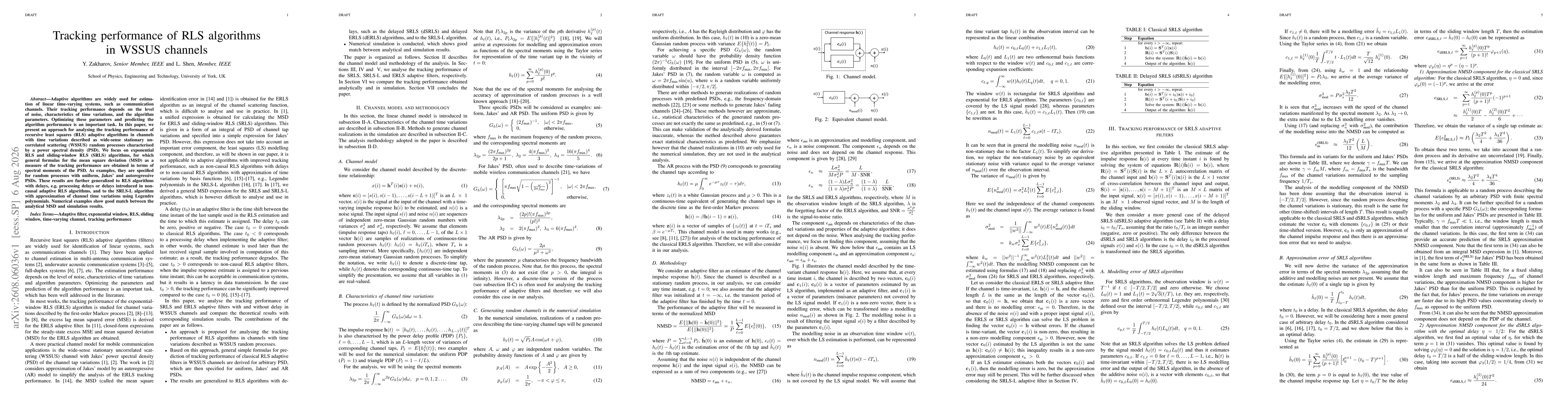 Thumbnail for Tracking performance of RLS algorithms in WSSUS channels