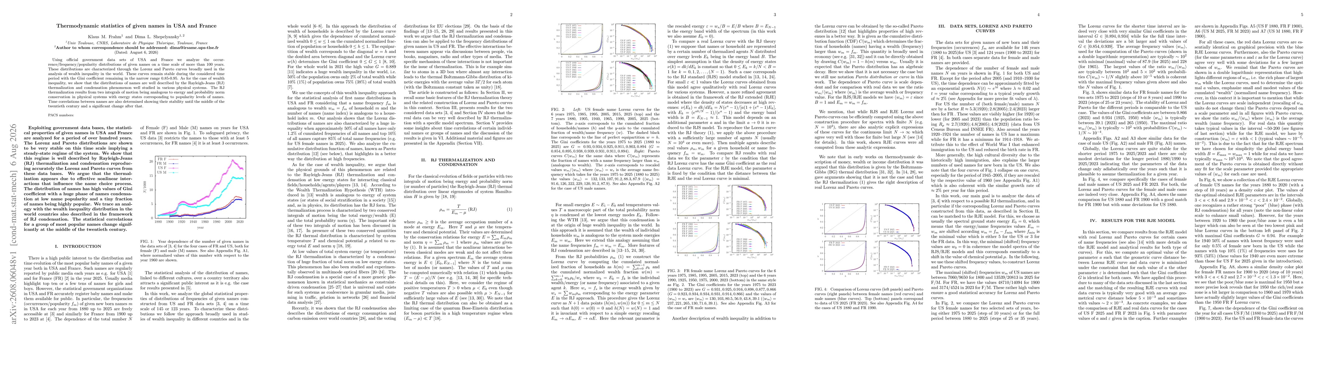 Thumbnail for Thermodynamic statistics of given names in USA and France