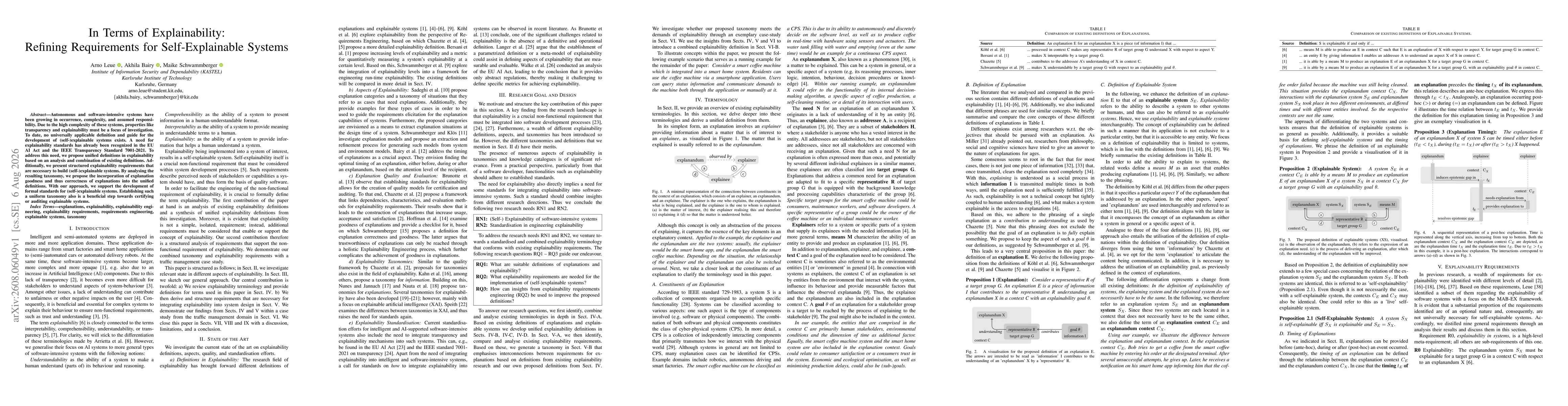 Thumbnail for In Terms of Explainability: Refining Requirements for Self-Explainable Systems