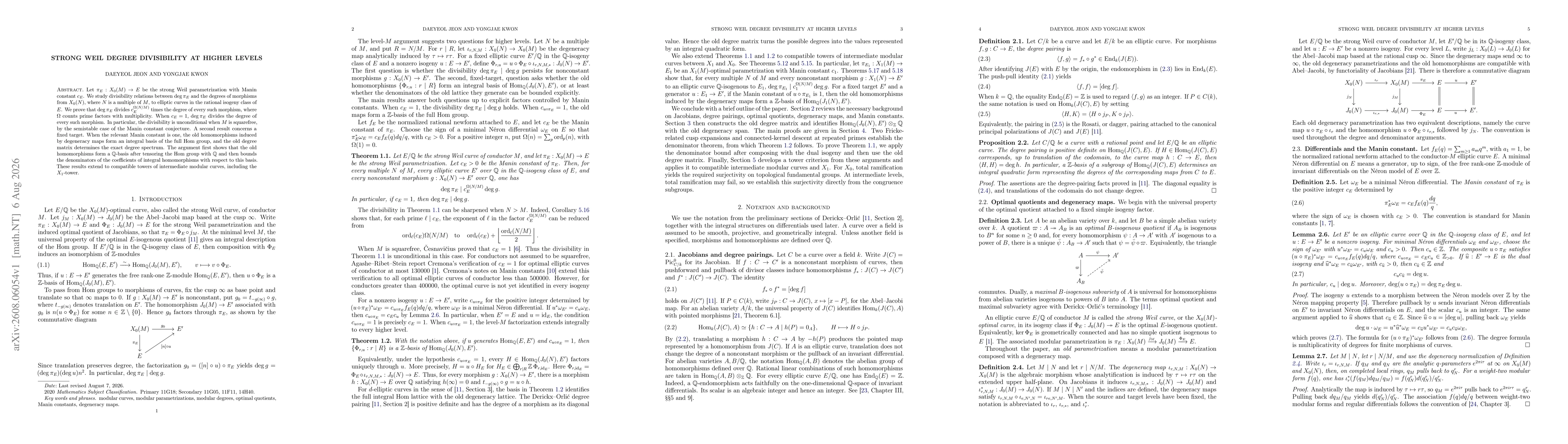 Thumbnail for Strong Weil Degree Divisibility at Higher Levels