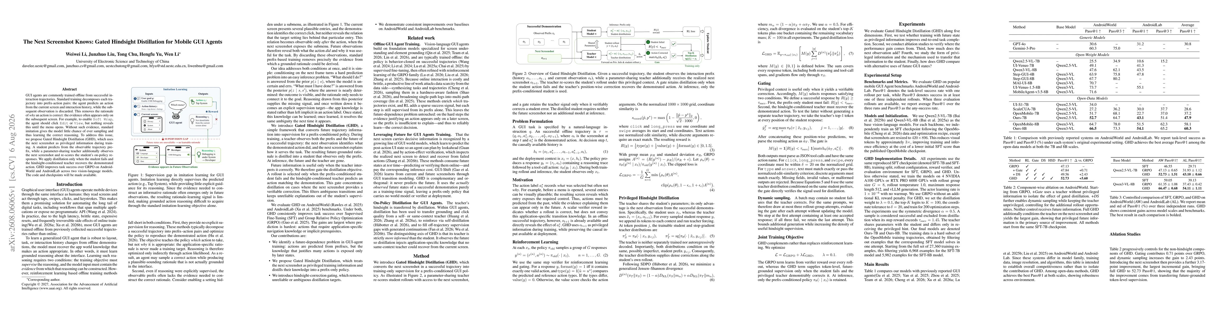 Thumbnail for The Next Screenshot Knows: Gated Hindsight Distillation for Mobile GUI Agents