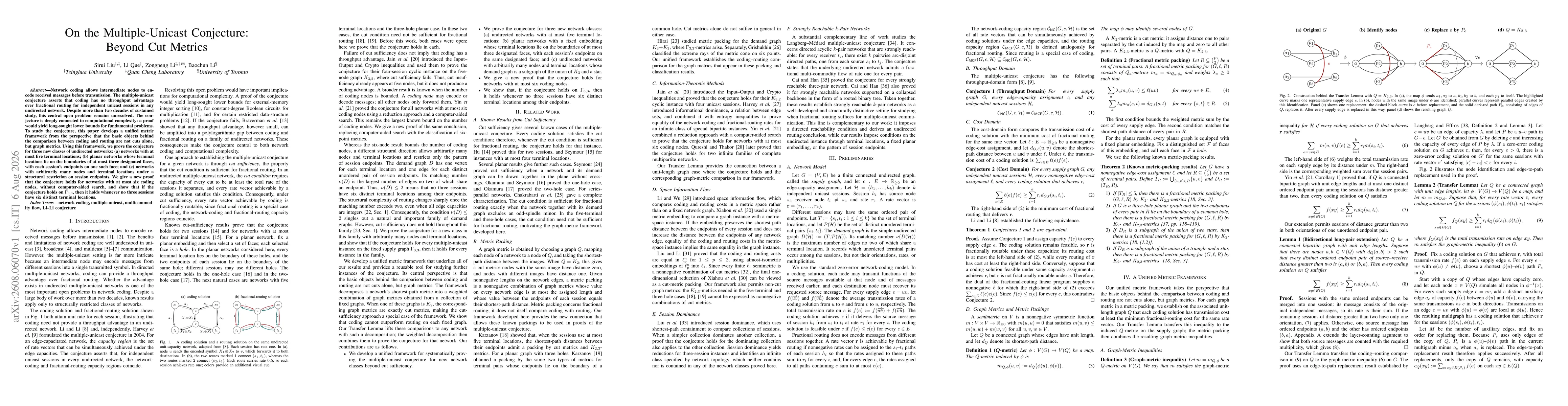 Thumbnail for On the Multiple-Unicast Conjecture: Beyond Cut Metrics