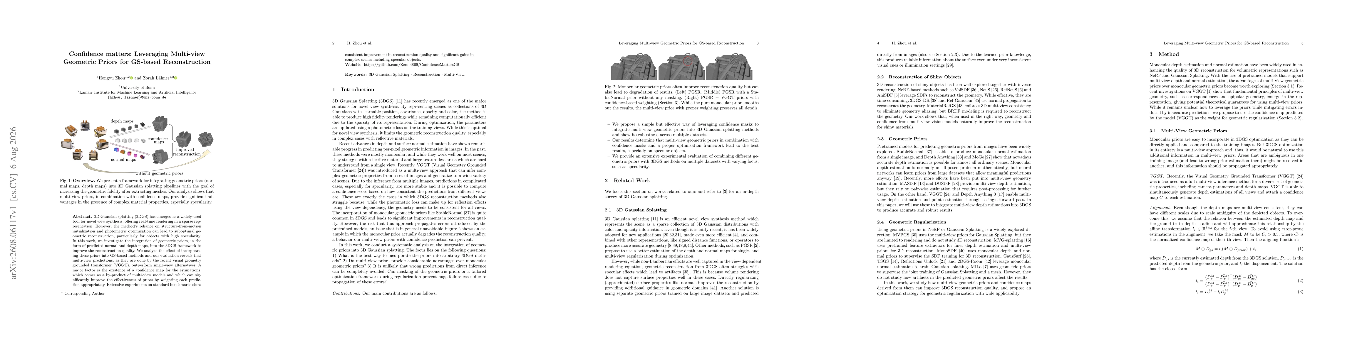 Thumbnail for Confidence matters: Leveraging Multi-view Geometric Priors for GS-based Reconstruction
