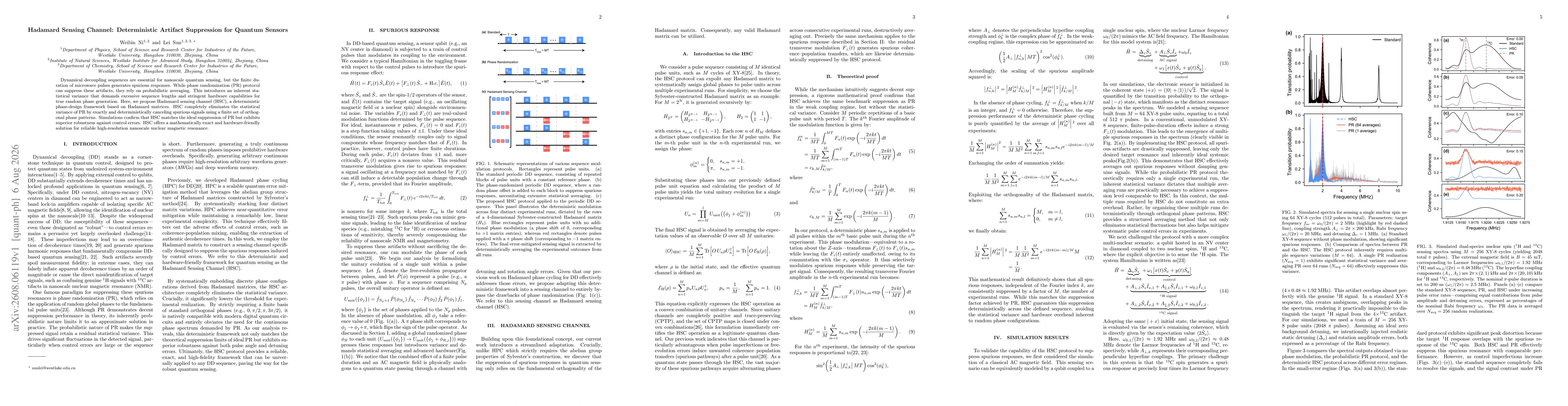 Thumbnail for Hadamard sensing channel: deterministic artifact suppression for quantum sensors