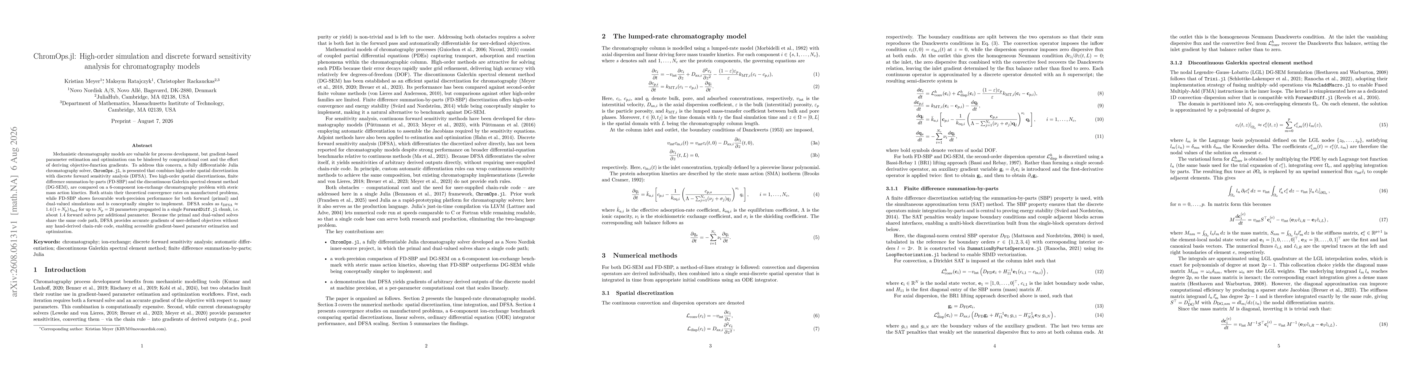 Thumbnail for ChromOps.jl: High-order simulation and discrete forward sensitivity analysis for chromatography models