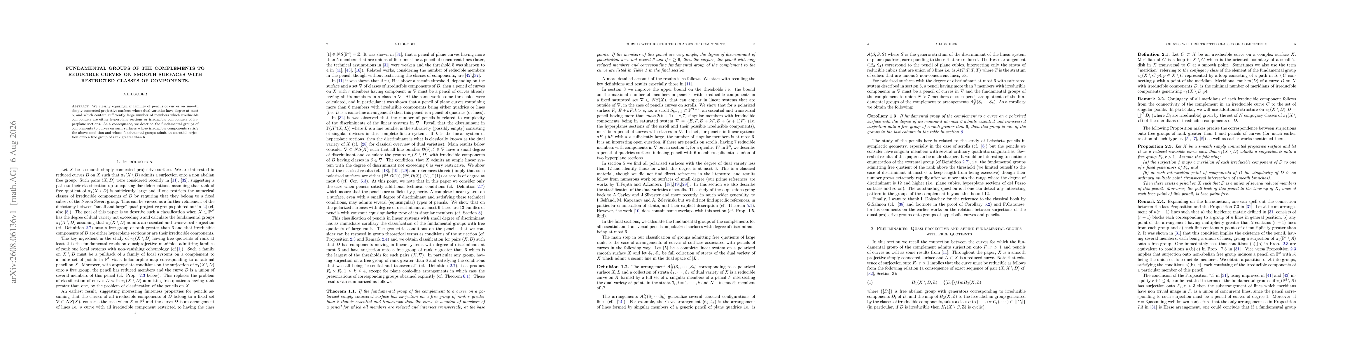 Thumbnail for Fundamental groups of the complements to reducible curves on smooth surfaces with restricted classes of components
