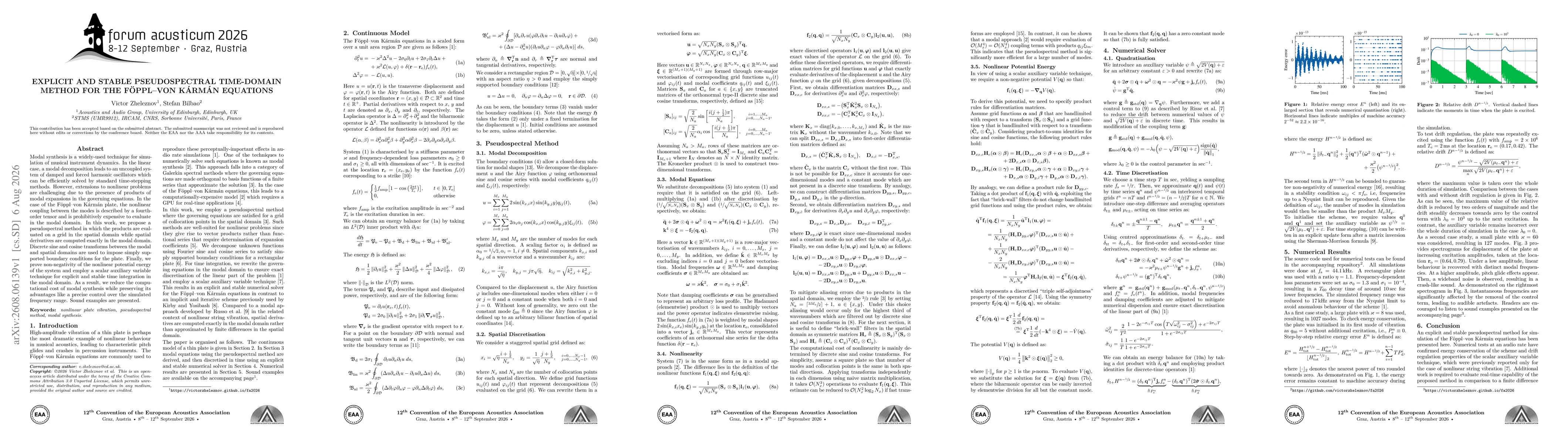 Thumbnail for Explicit and Stable Pseudospectral Time-Domain Method for the Föppl-von Kármán Equations