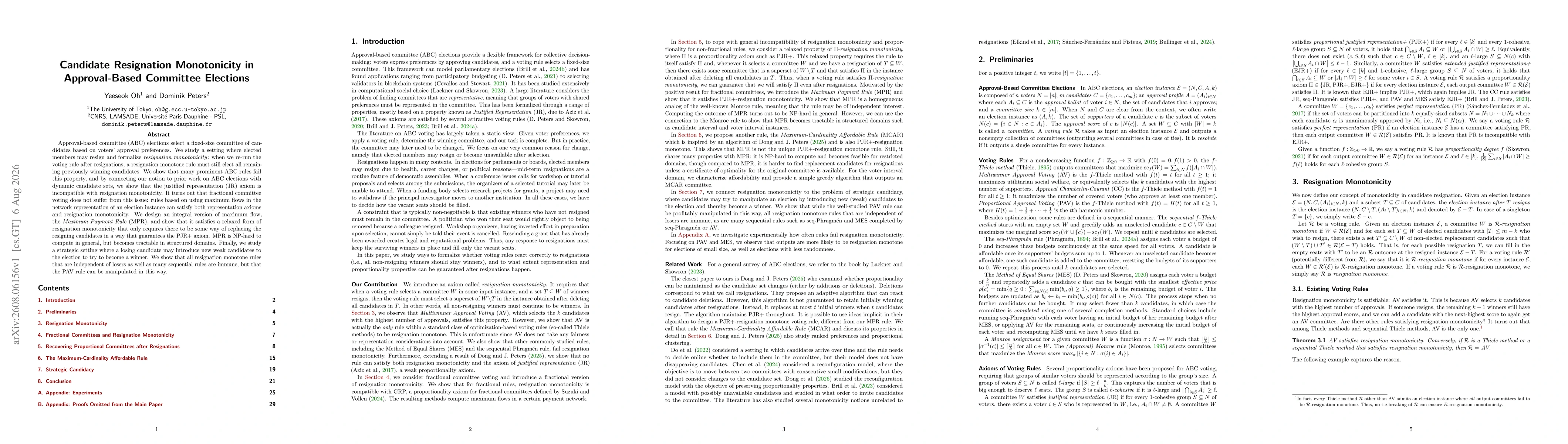 Thumbnail for Candidate Resignation Monotonicity in Approval-Based Committee Elections