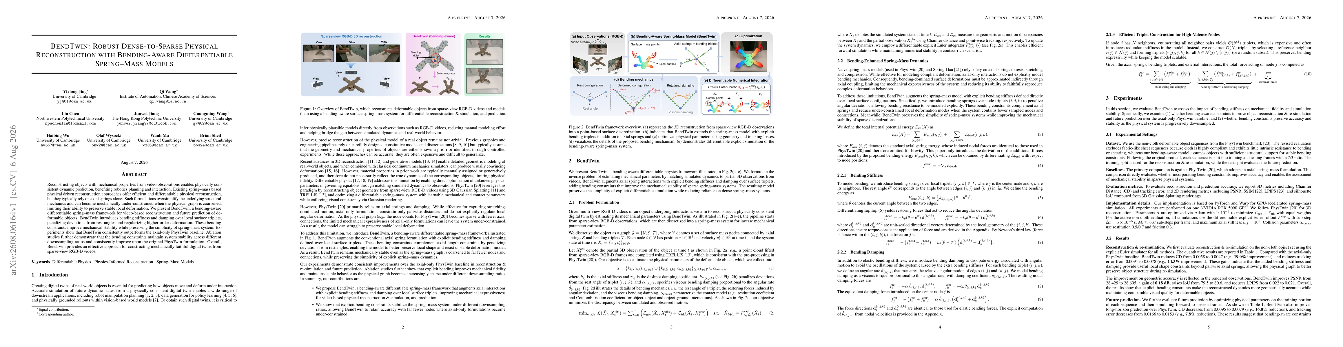 Thumbnail for BendTwin: Robust Dense-to-Sparse Physical Reconstruction with Bending-Aware Differentiable Spring-Mass Models