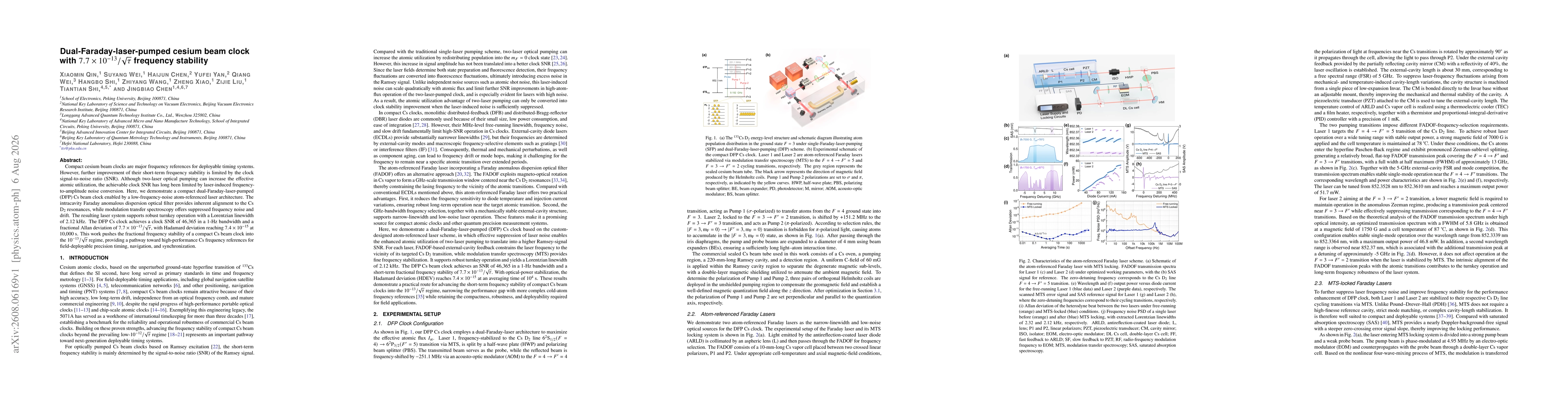 Thumbnail for Dual-Faraday-laser-pumped cesium beam clock with $7.7\times 10^{-13}/\sqrtτ$ frequency stability