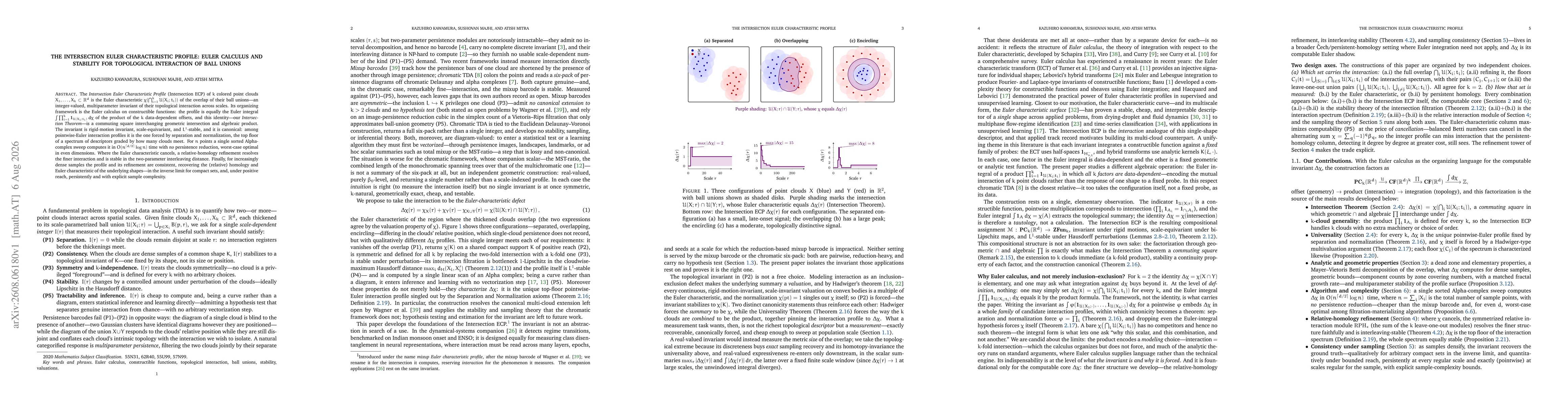 Thumbnail for The Intersection Euler Characteristic Profile: Euler Calculus and Stability for Topological Interaction of Ball Unions