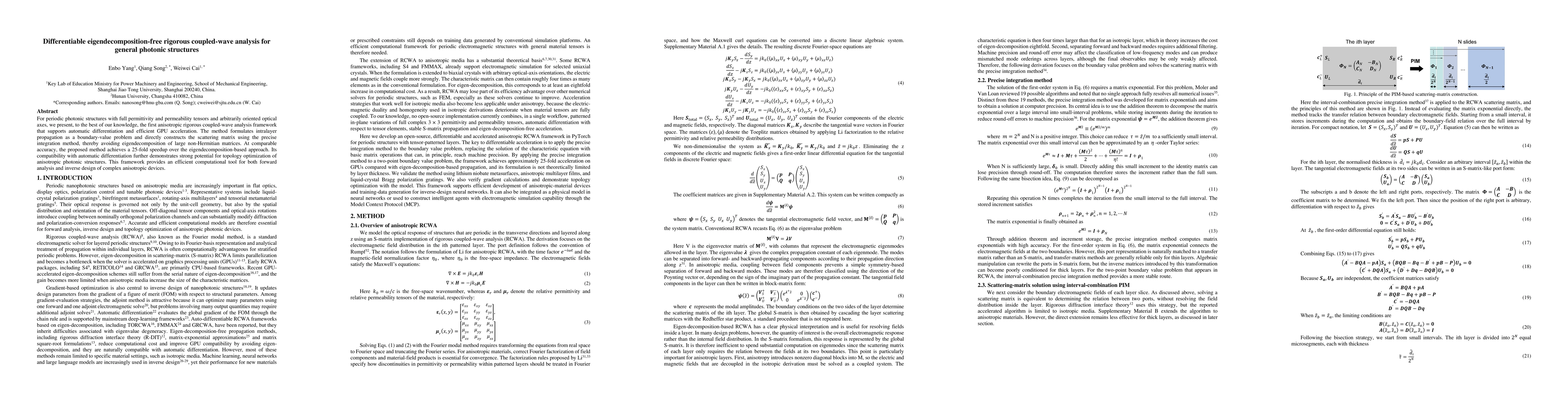 Thumbnail for Differentiable eigendecomposition-free rigorous coupled-wave analysis for general photonic structures