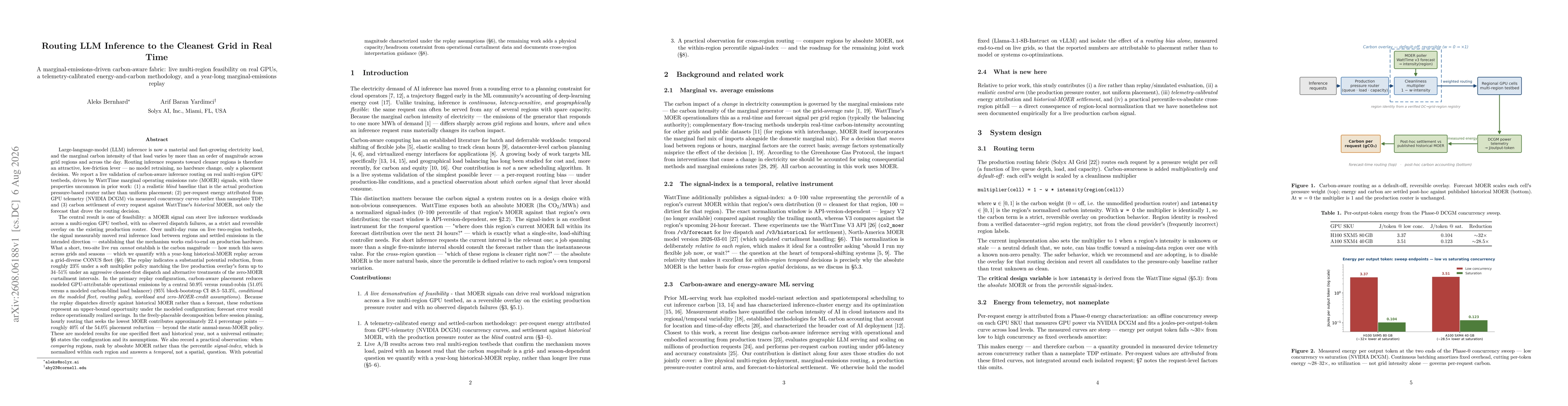 Thumbnail for Routing LLM Inference to the Cleanest Grid in Real Time