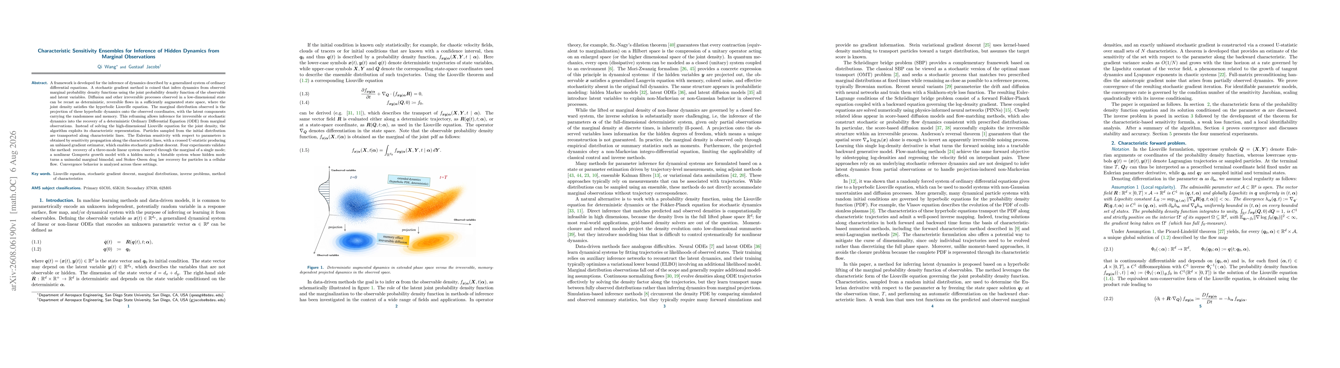 Thumbnail for Characteristic Sensitivity Ensembles for Inference of Hidden Dynamics from Marginal Observations
