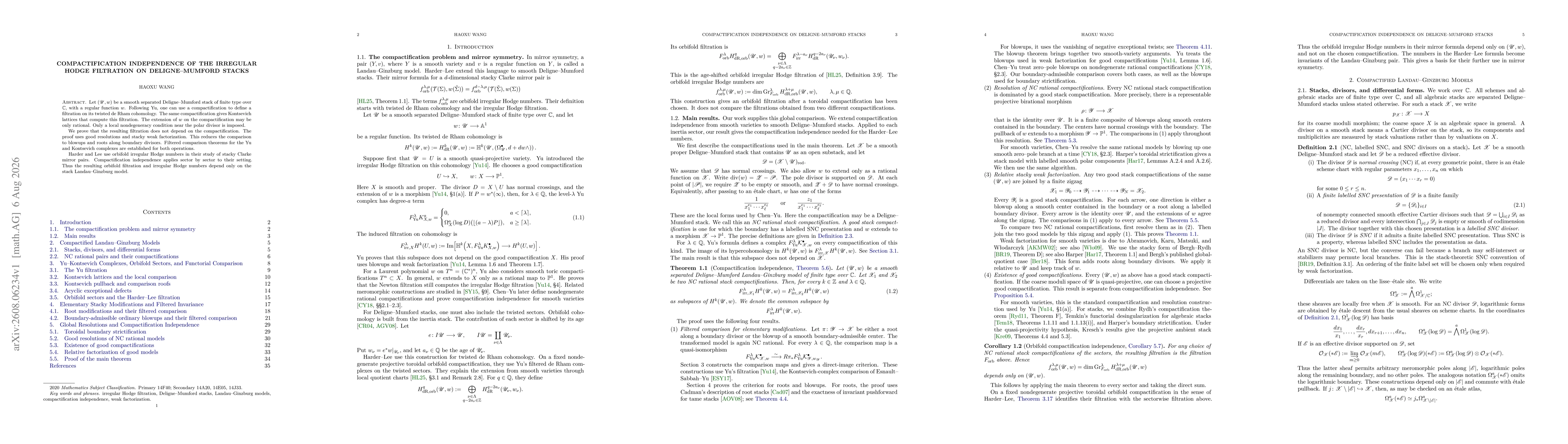 Thumbnail for Compactification Independence of the Irregular Hodge Filtration on Deligne-Mumford Stacks