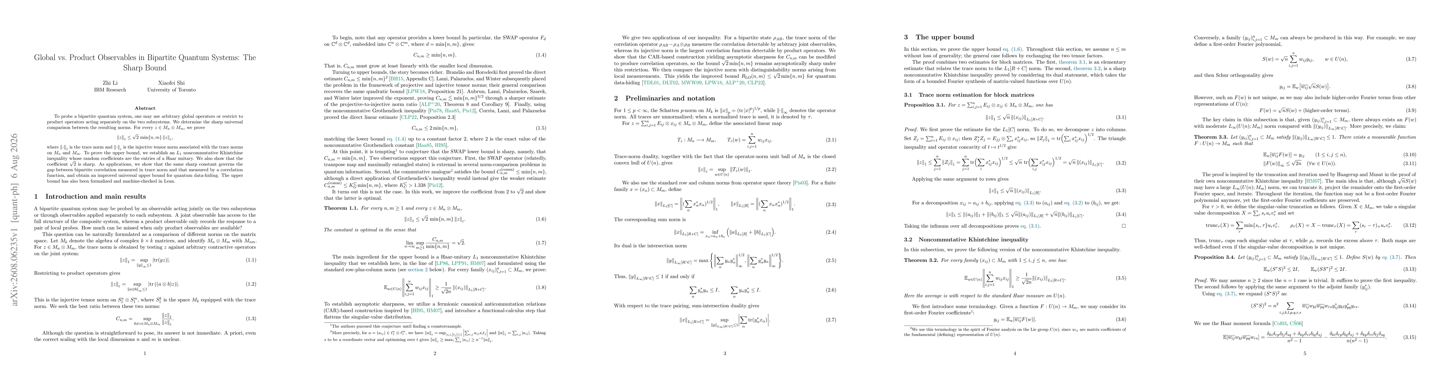 Thumbnail for Global vs. Product Observables in Bipartite Quantum Systems: The Sharp Bound