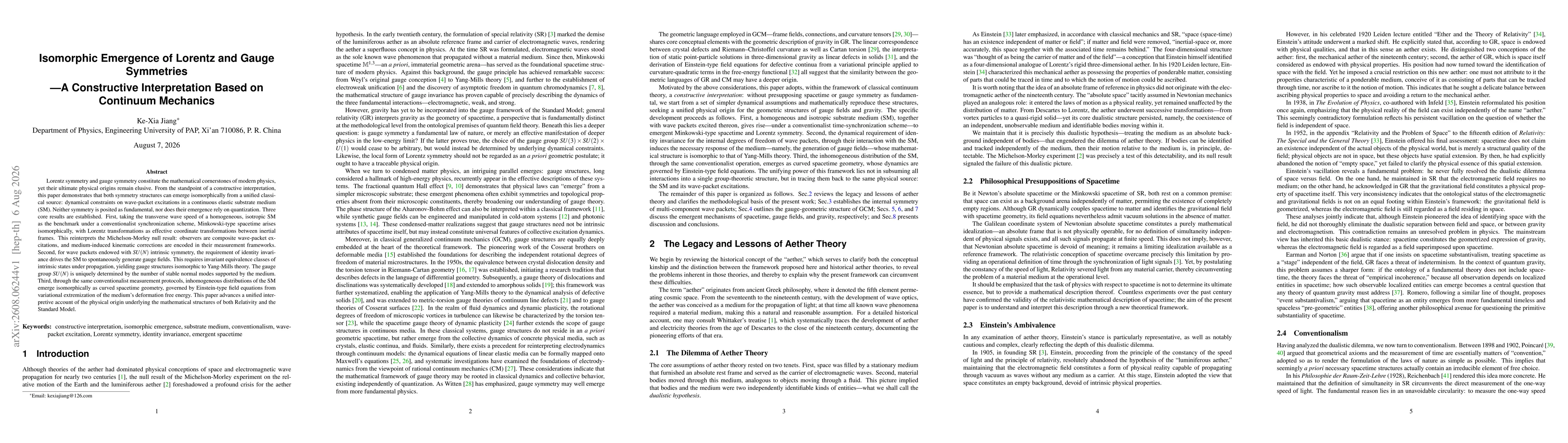 Thumbnail for Isomorphic Emergence of Lorentz and Gauge Symmetries--A Constructive Interpretation Based on Continuum Mechanics