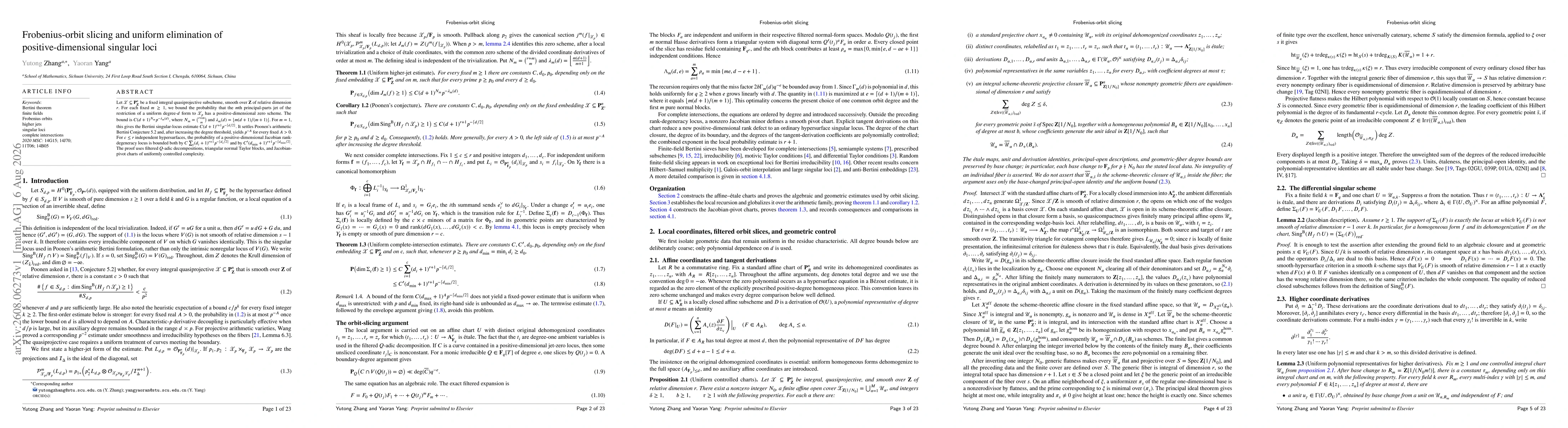 Thumbnail for Frobenius-orbit slicing and uniform elimination of positive-dimensional singular loci