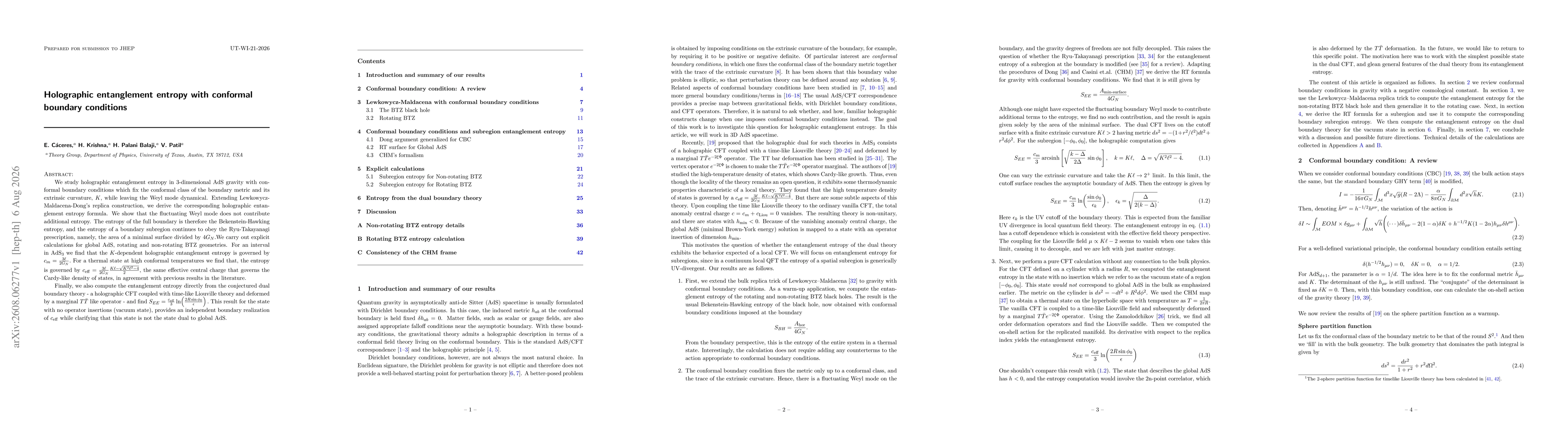 Thumbnail for Holographic entanglement entropy with conformal boundary conditions