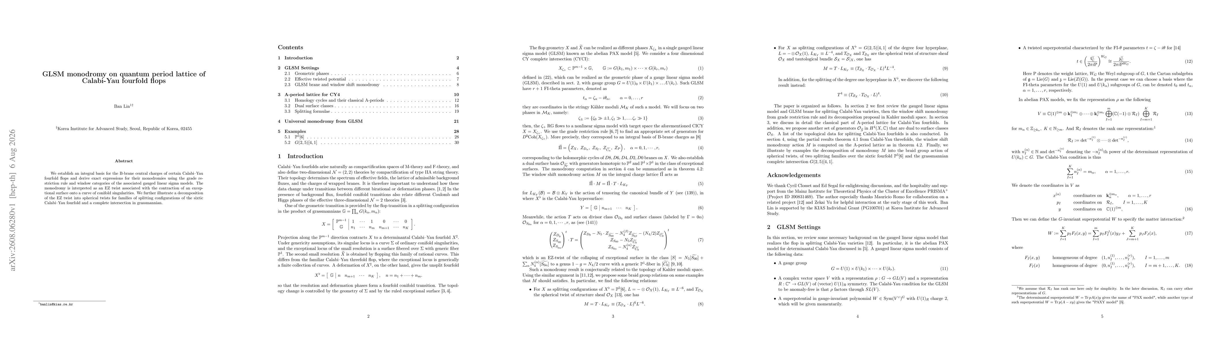 Thumbnail for GLSM monodromy on quantum period lattice of Calabi-Yau fourfold flops