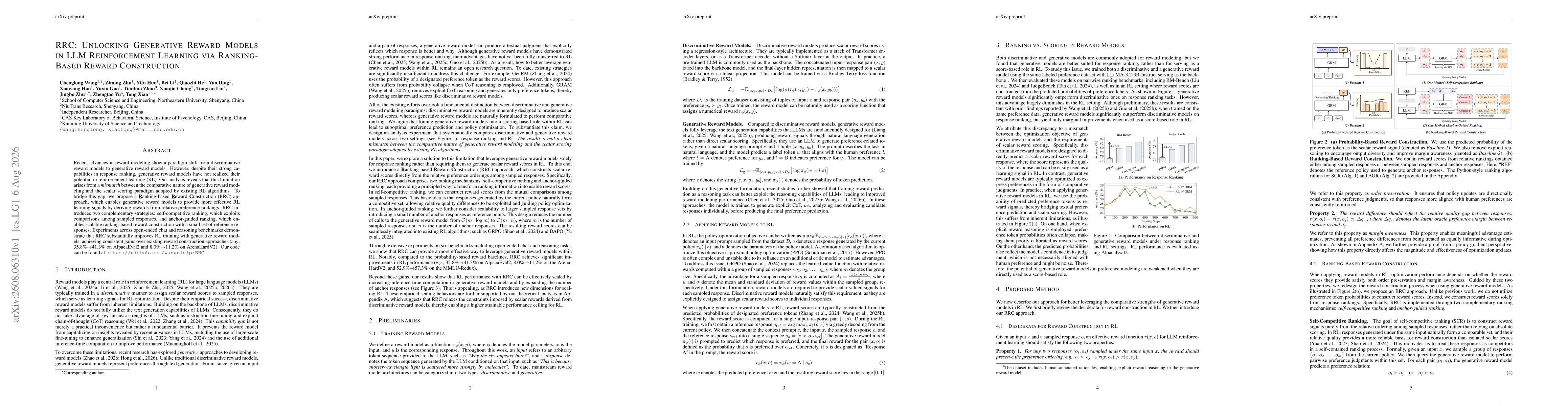 Thumbnail for RRC: Unlocking Generative Reward Models in LLM Reinforcement Learning via Ranking-Based Reward Construction