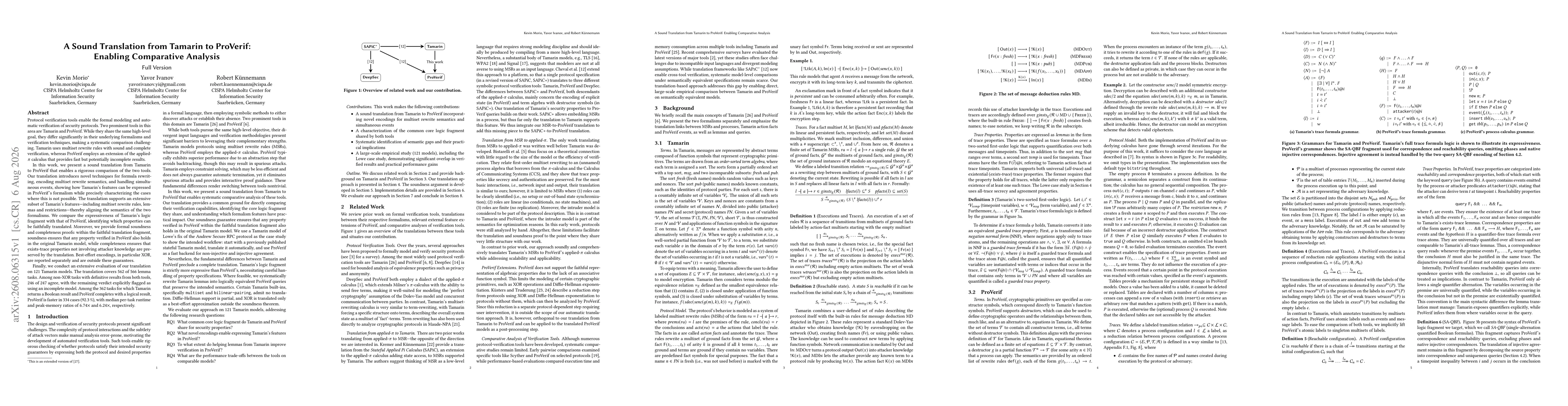 Thumbnail for A Sound Translation from Tamarin to ProVerif: Enabling Comparative Analysis