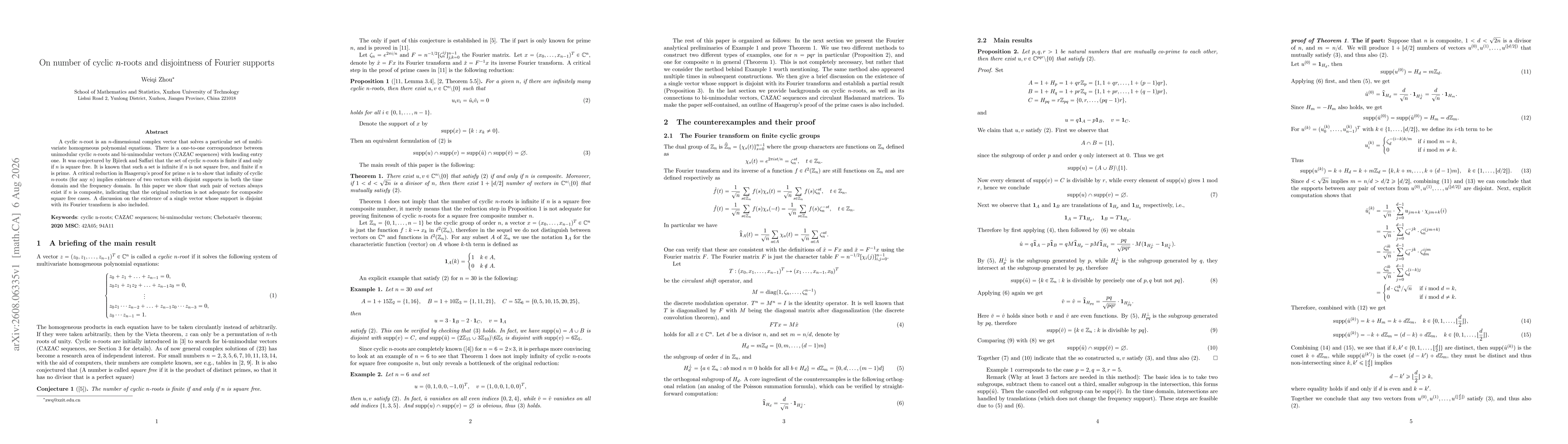 Thumbnail for On number of cyclic $n$-roots and disjointness of Fourier supports