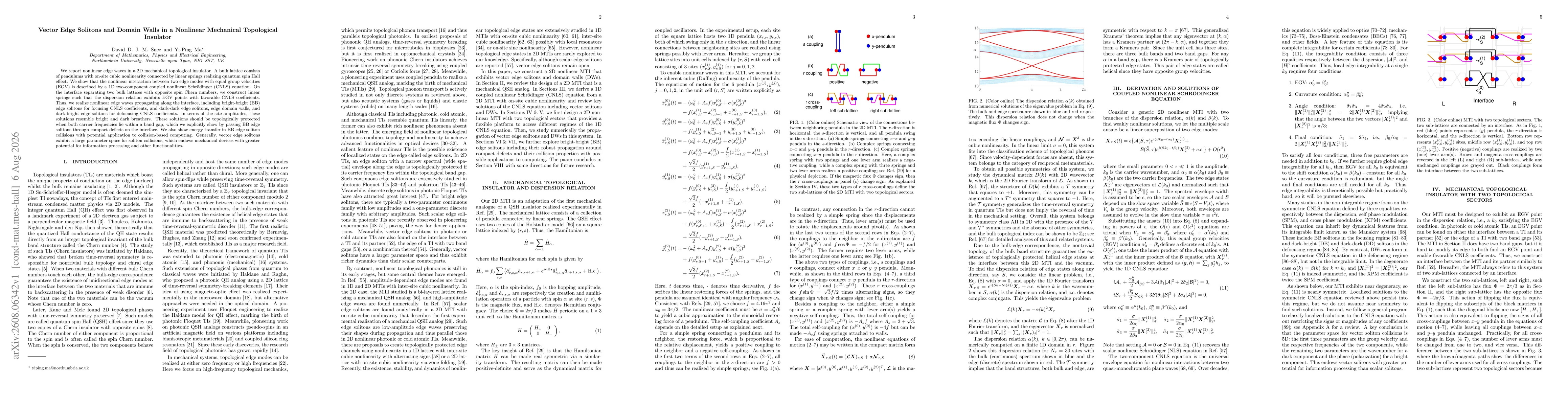 Thumbnail for Vector Edge Solitons and Domain Walls in a Nonlinear Mechanical Topological Insulator