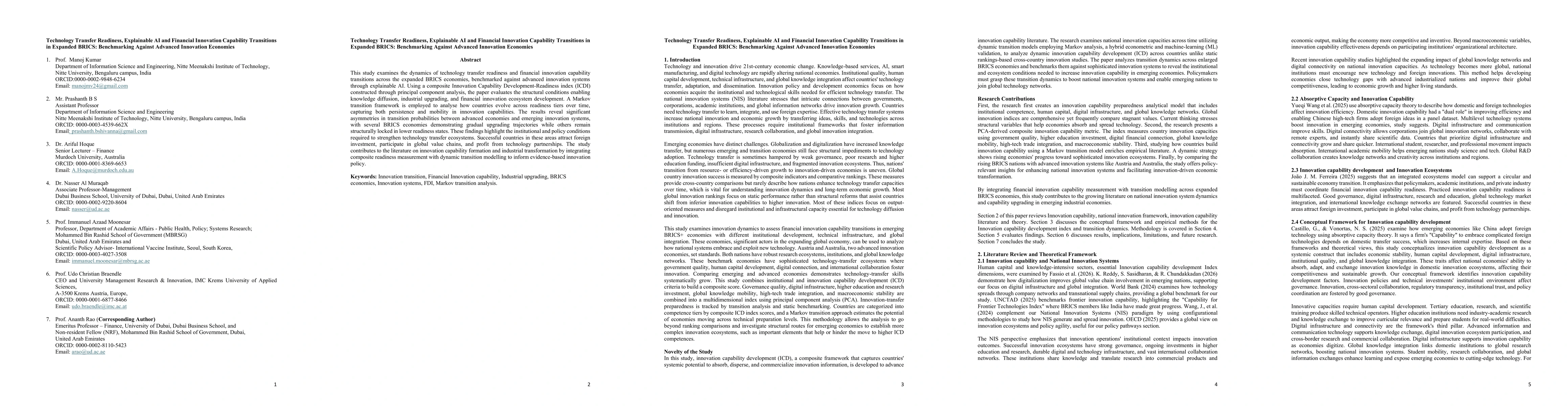 Thumbnail for Technology Transfer Readiness, Explainable AI and Financial Innovation Capability Transitions in Expanded BRICS: Benchmarking Against Advanced Innovation Economies