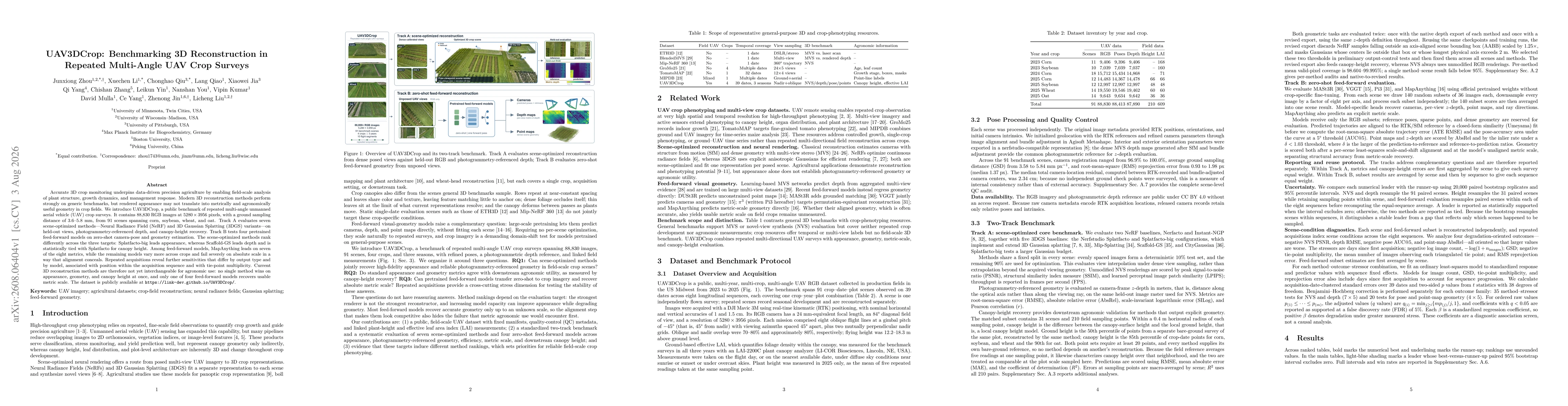 Thumbnail for UAV3DCrop: Benchmarking 3D Reconstruction in Repeated Multi-Angle UAV Crop Surveys