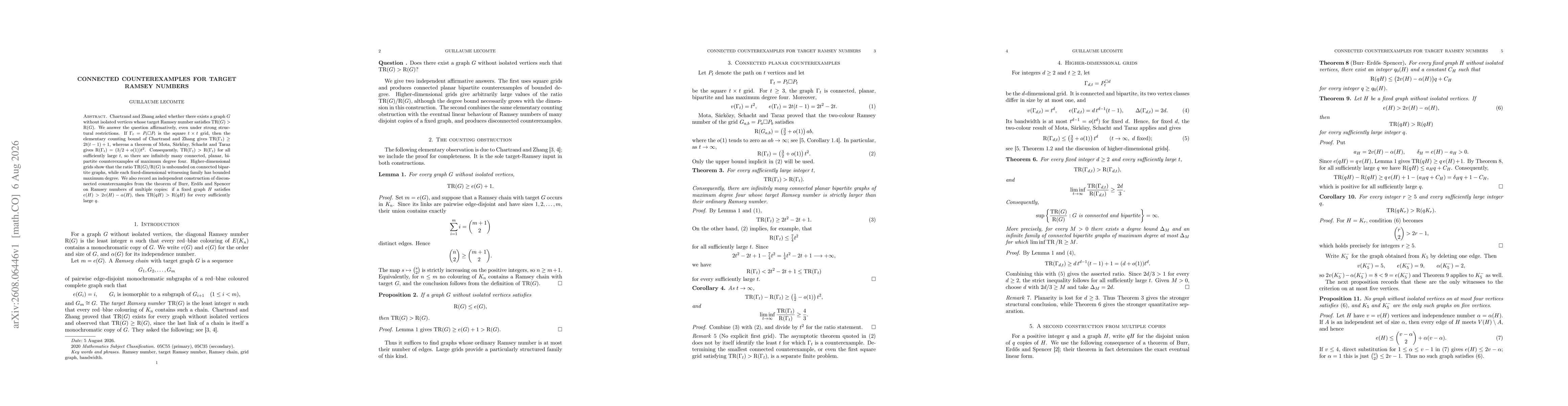 Thumbnail for Connected Counterexamples for Target Ramsey Numbers