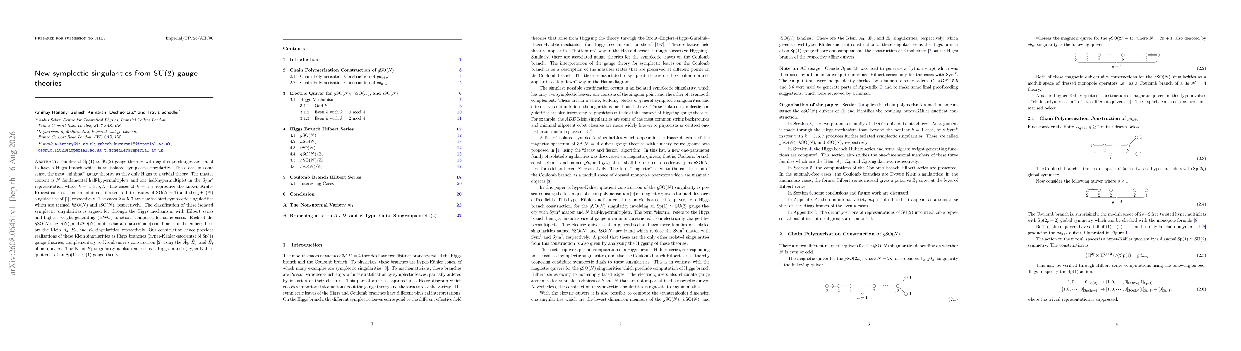 Thumbnail for New symplectic singularities from $SU(2)$ gauge theories