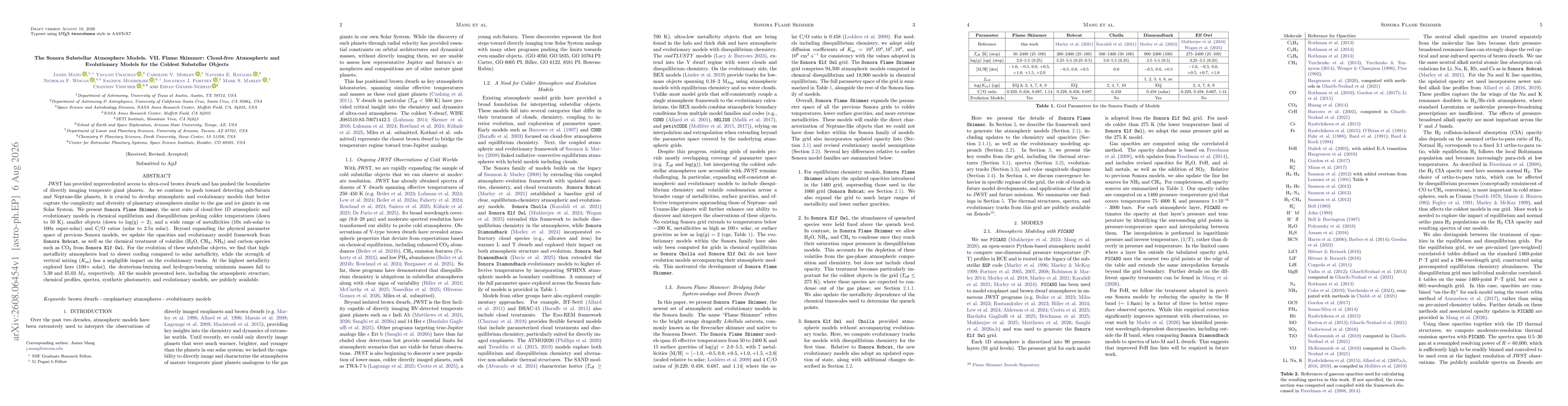 Thumbnail for The Sonora Substellar Atmosphere Models. VII. Flame Skimmer: Cloud-free Atmospheric and Evolutionary Models for the Coldest Substellar Objects
