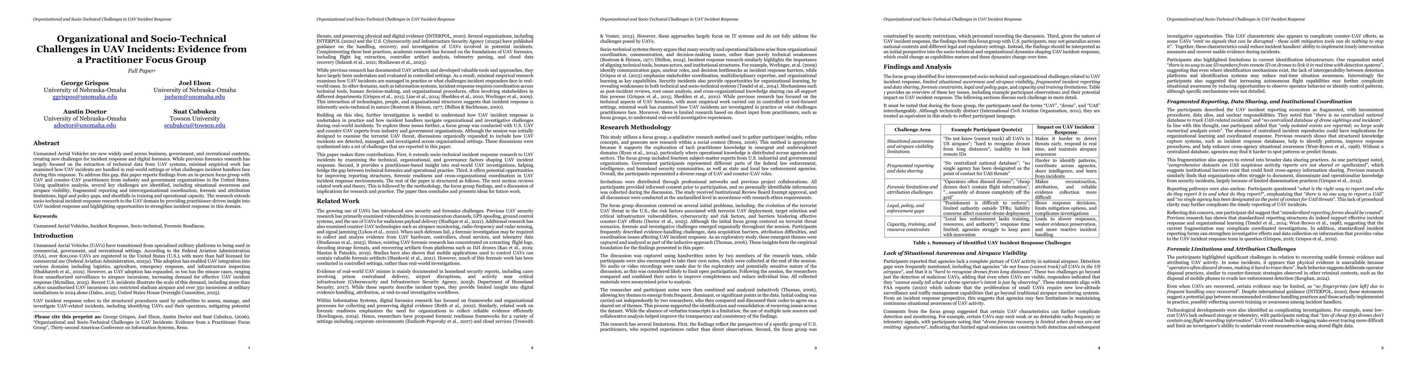 Thumbnail for Organizational and Socio-Technical Challenges in UAV Incidents: Evidence from a Practitioner Focus Group