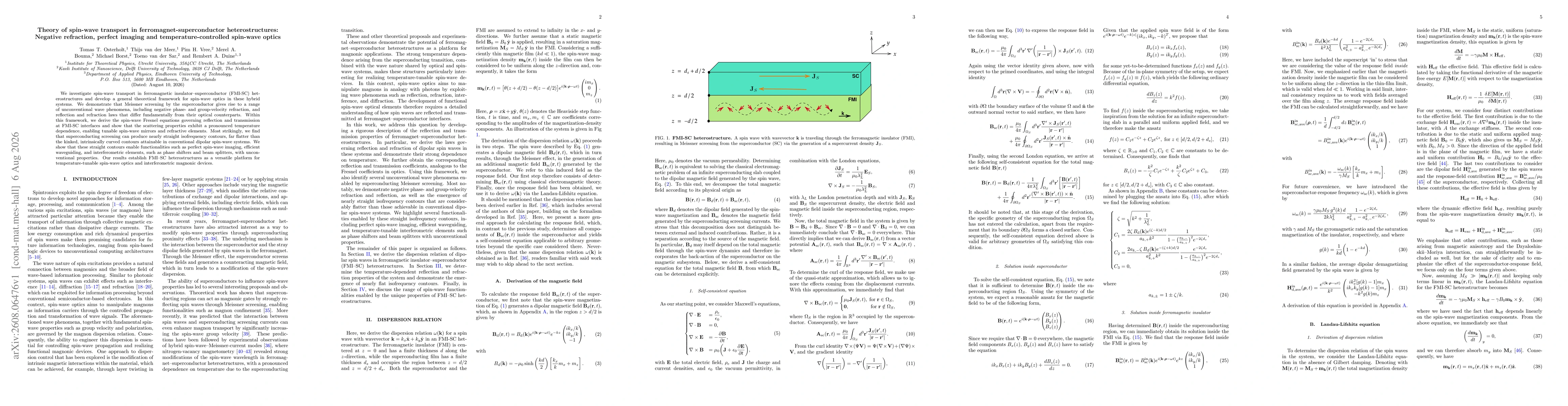 Thumbnail for Theory of spin-wave transport in ferromagnet-superconductor heterostructures: Negative refraction, perfect imaging and temperature-controlled spin-wave optics