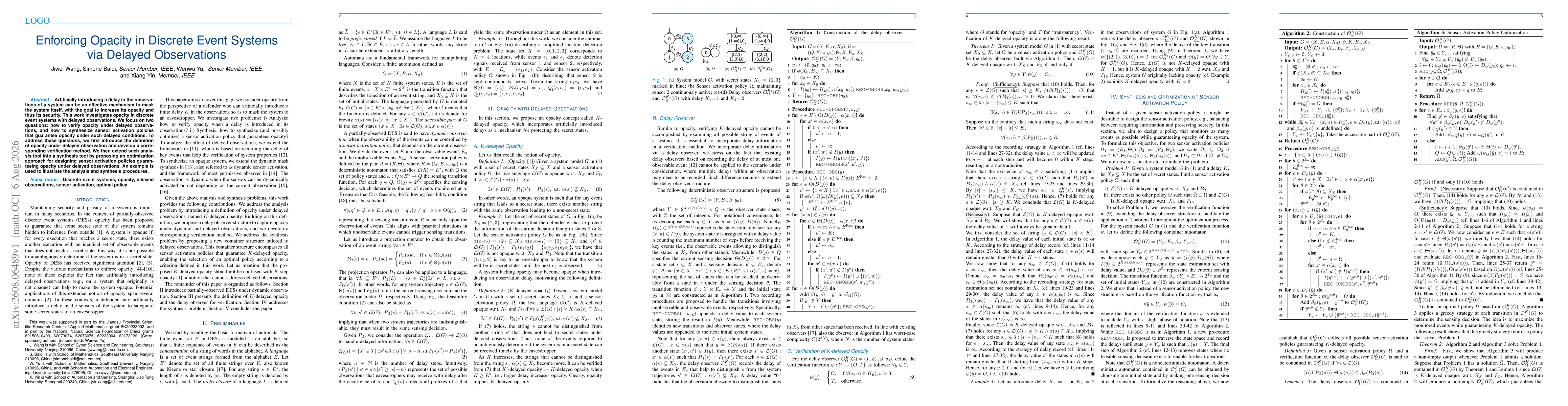Thumbnail for Enforcing Opacity in Discrete Event Systems via Delayed Observations