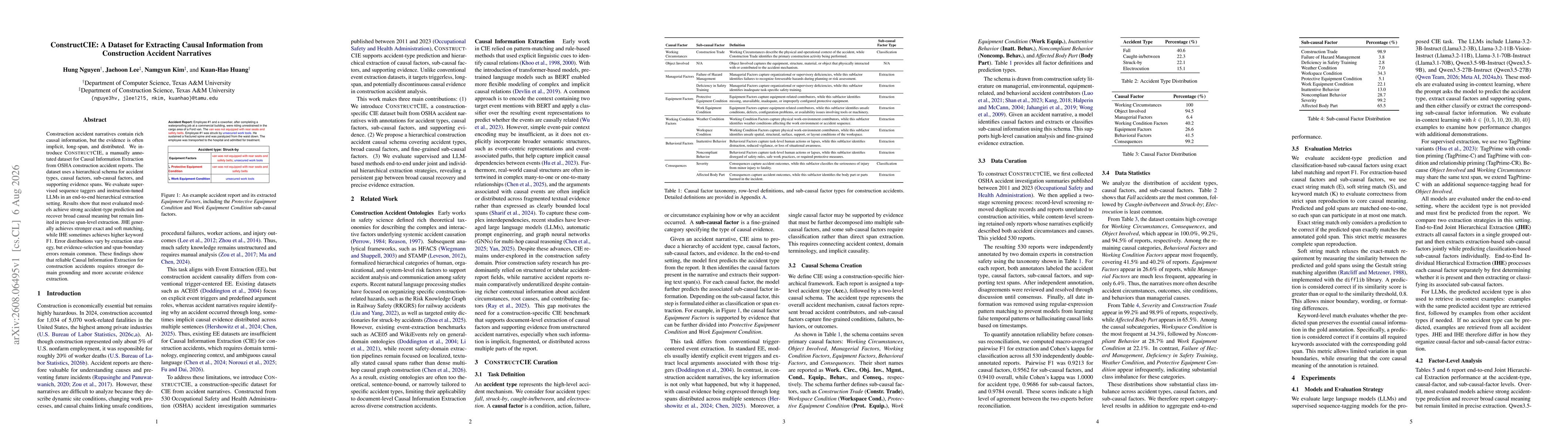 Thumbnail for ConstructCIE: A Dataset for Extracting Causal Information from Construction Accident Narratives