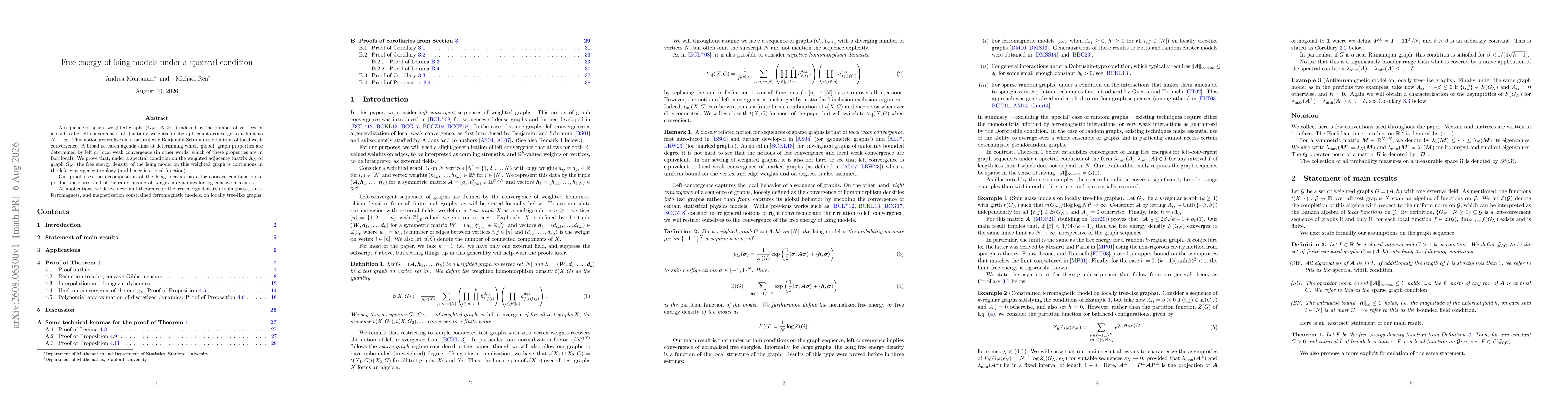 Thumbnail for Free energy of Ising models under a spectral condition